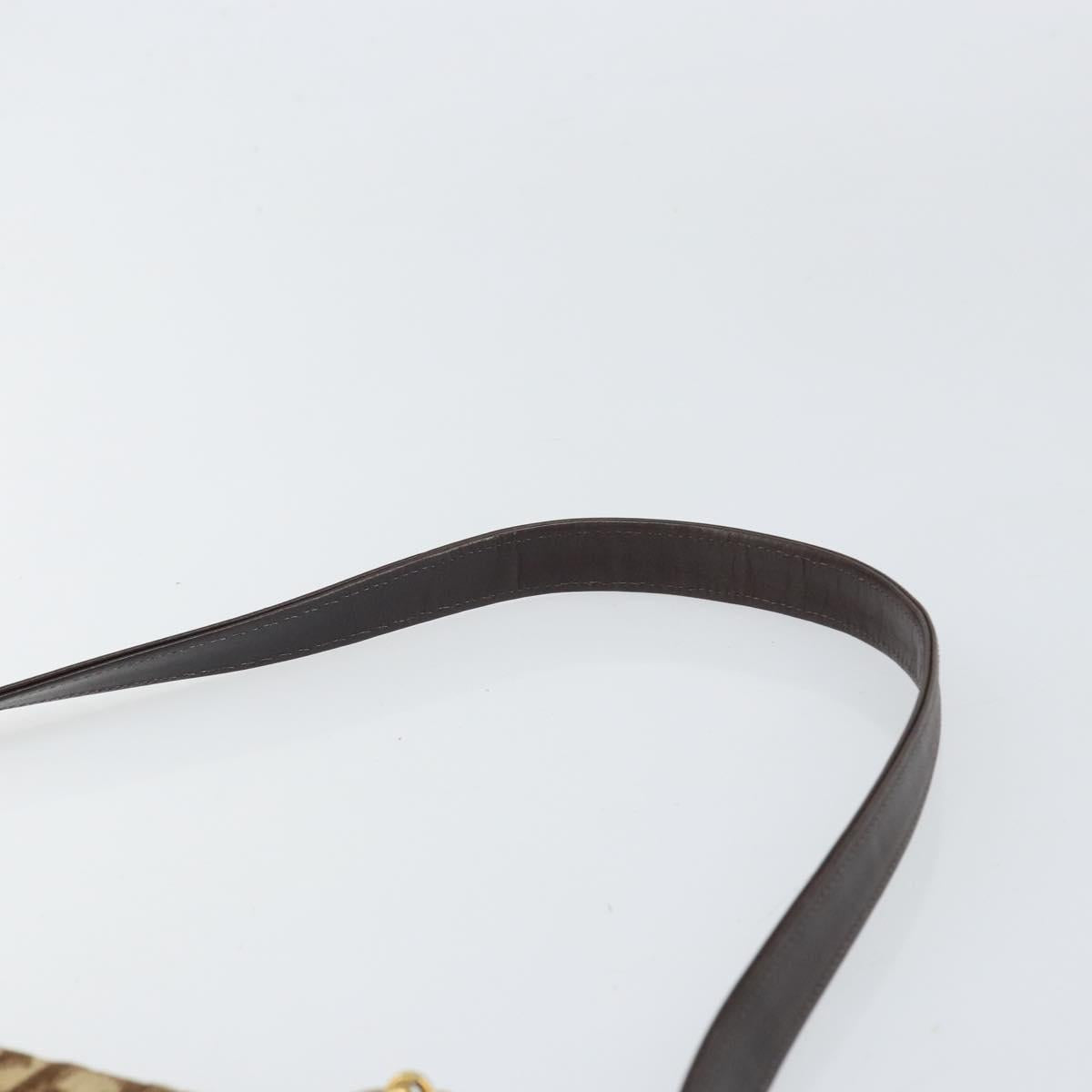 Christian Dior Trotter Canvas Shoulder Bag Beige Gold Auth 170604