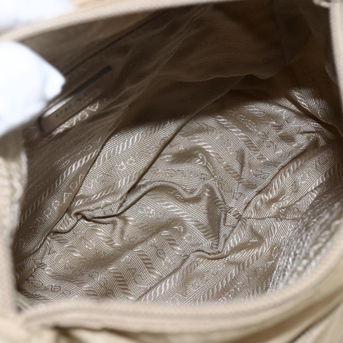 PRADA Shoulder Bag Nylon Beige Silver Auth 170605