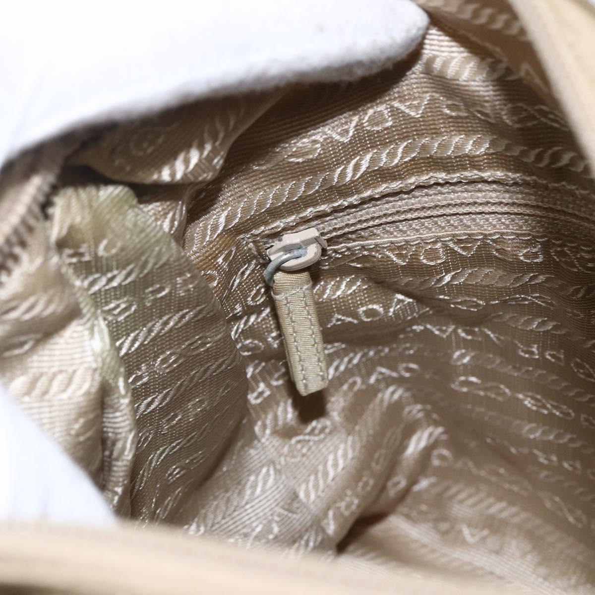 PRADA Shoulder Bag Nylon Beige Silver Auth 170605