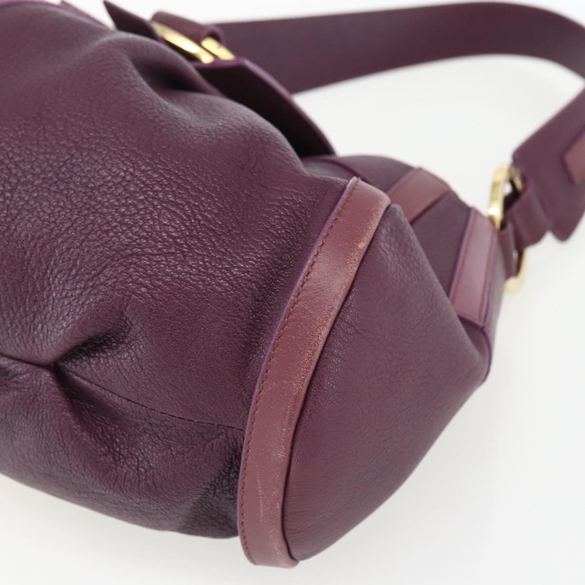 BVLGARI Chandra Shoulder Bag Leather Purple Gold Auth 170606A