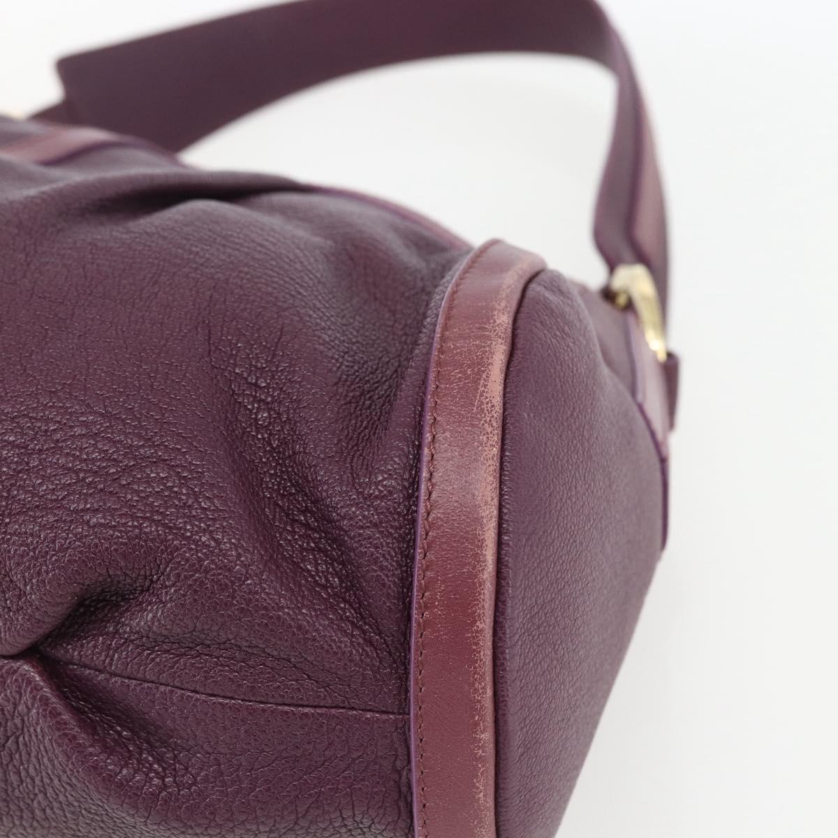 BVLGARI Chandra Shoulder Bag Leather Purple Gold Auth 170606A