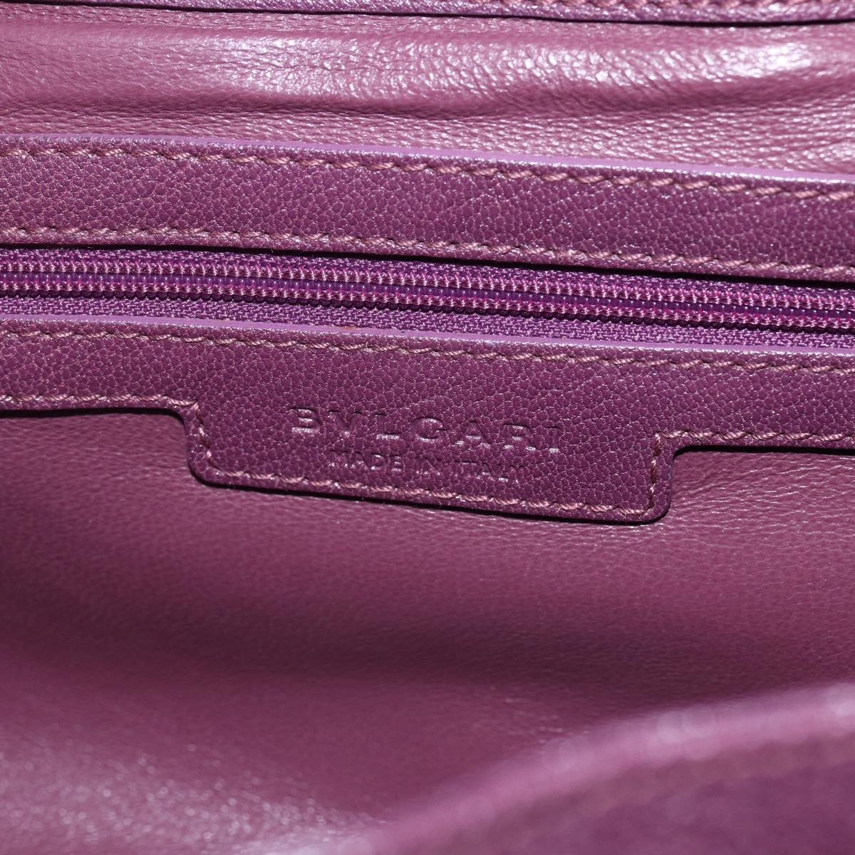 BVLGARI Chandra Shoulder Bag Leather Purple Gold Auth 170606A