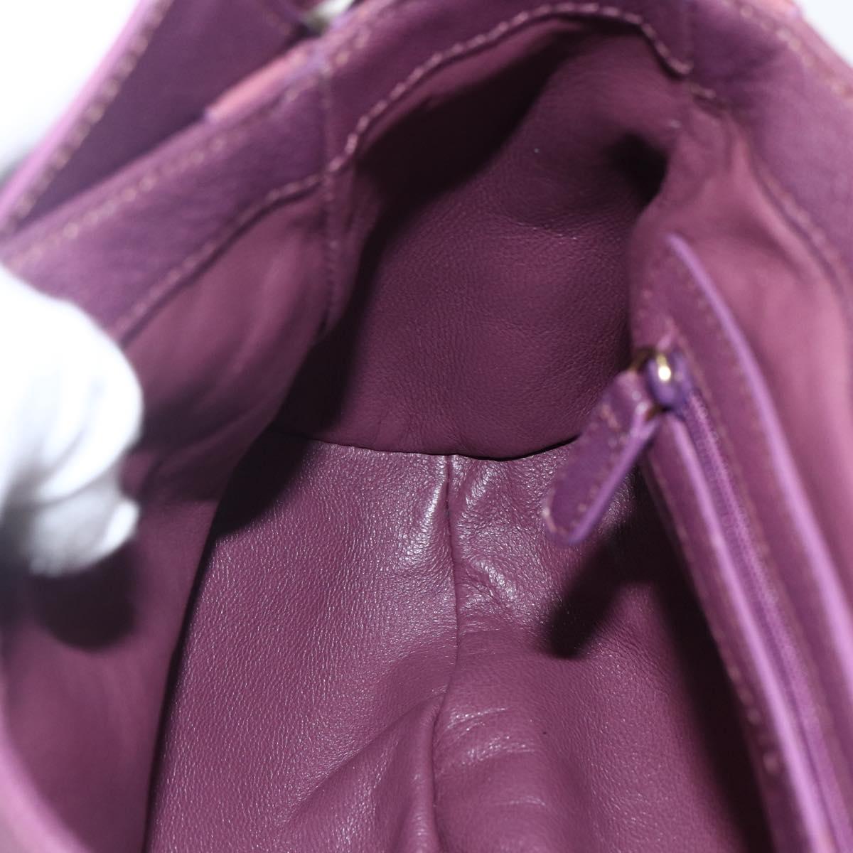 BVLGARI Chandra Shoulder Bag Leather Purple Gold Auth 170606A