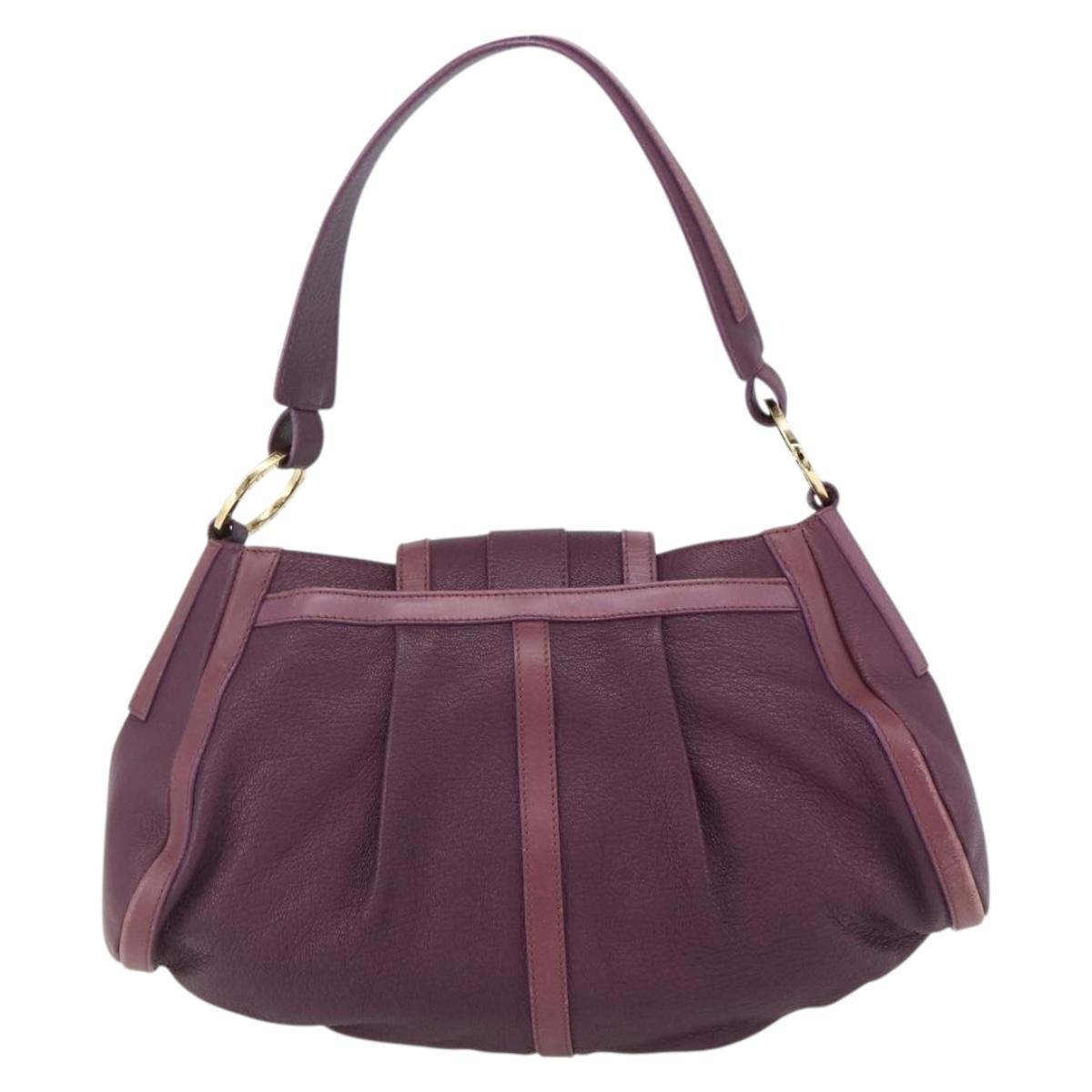 BVLGARI Chandra Shoulder Bag Leather Purple Gold Auth 170606A