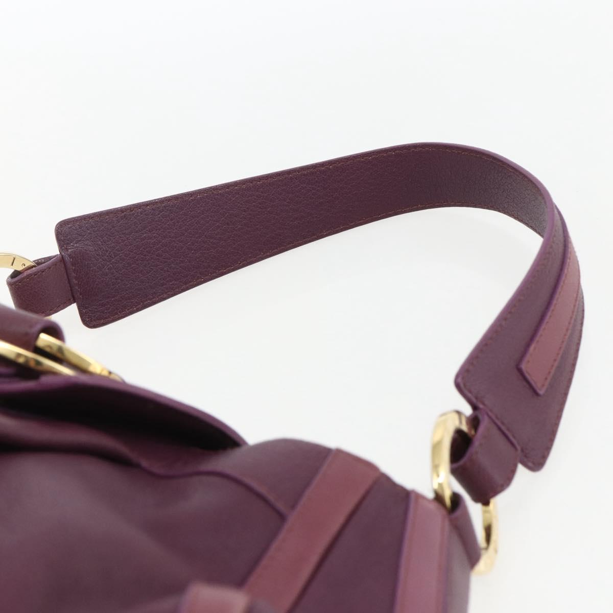 BVLGARI Chandra Shoulder Bag Leather Purple Gold Auth 170606A