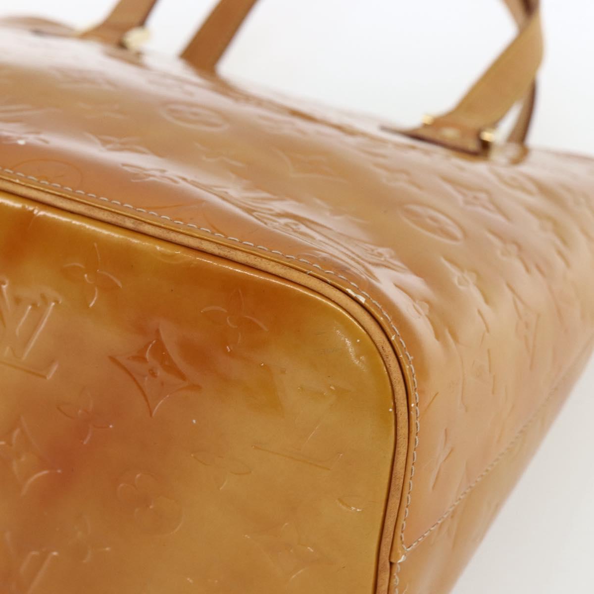 LOUIS VUITTON Monogram Vernis Houston Hand Bag Beige M91004 LV Auth 170615