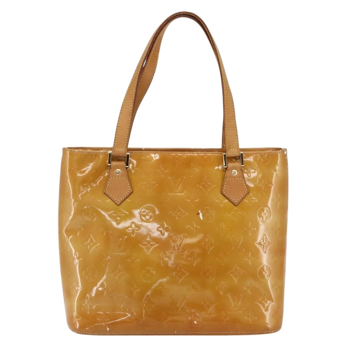 LOUIS VUITTON Monogram Vernis Houston Hand Bag Beige M91004 LV Auth 170615