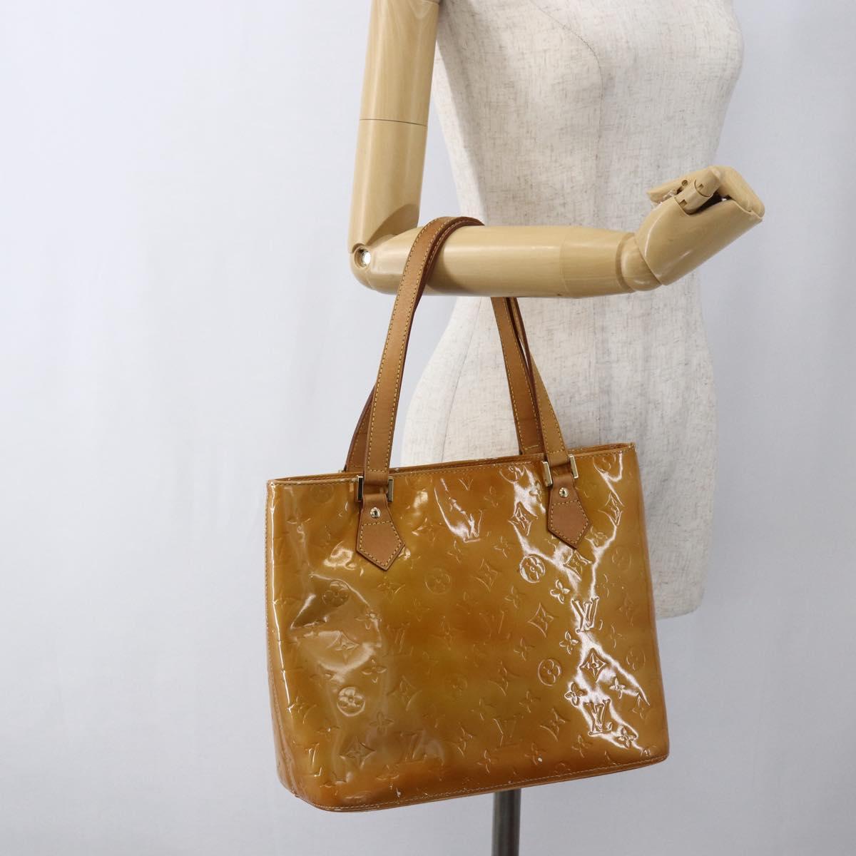 LOUIS VUITTON Monogram Vernis Houston Hand Bag Beige M91004 LV Auth 170615