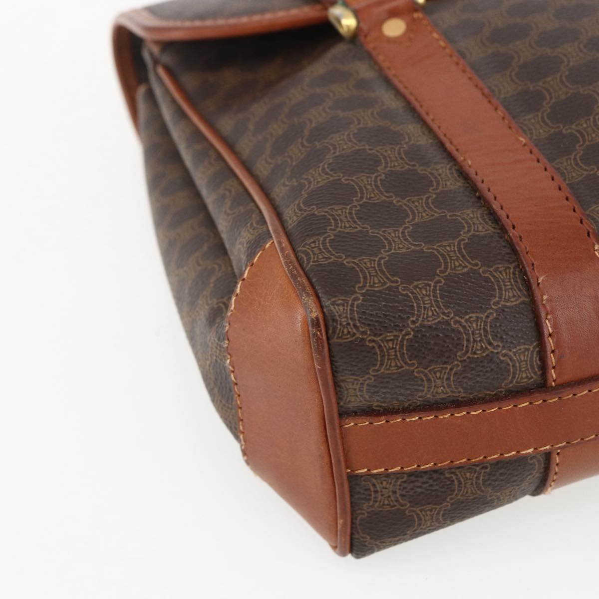 CELINE Macadam Canvas Hand Bag PVC Leather Brown Gold Auth 170627