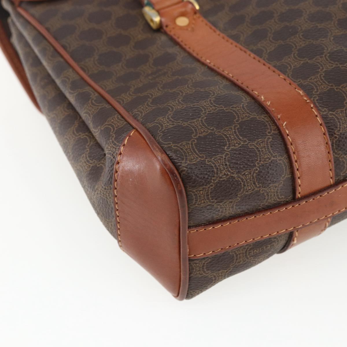 CELINE Macadam Canvas Hand Bag PVC Leather Brown Gold Auth 170627