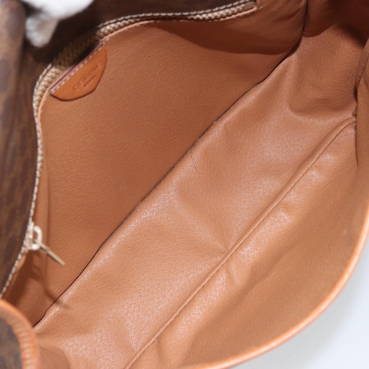 CELINE Macadam Canvas Shoulder Bag PVC Leather Brown Gold Auth 170628