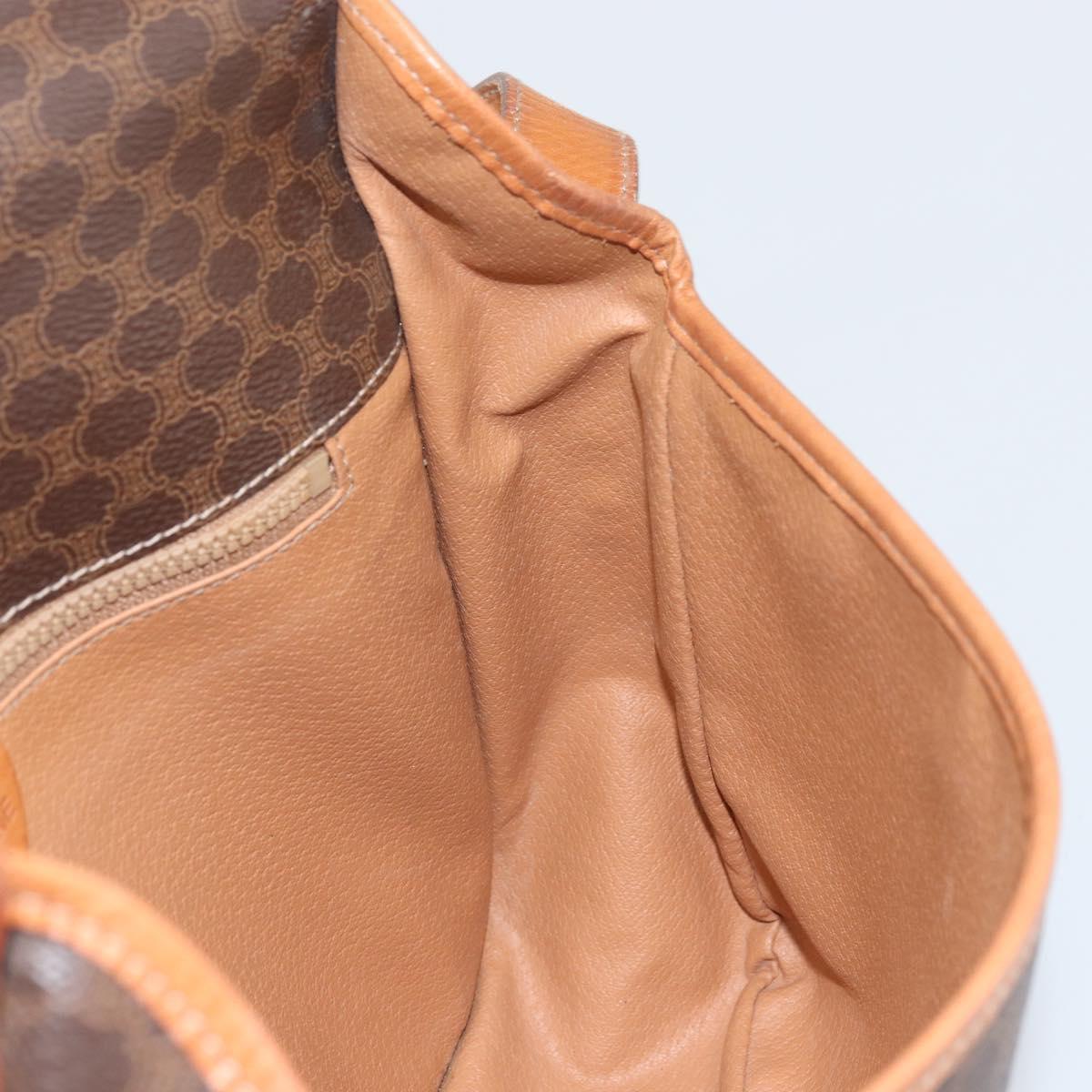 CELINE Macadam Canvas Shoulder Bag PVC Leather Brown Gold Auth 170628