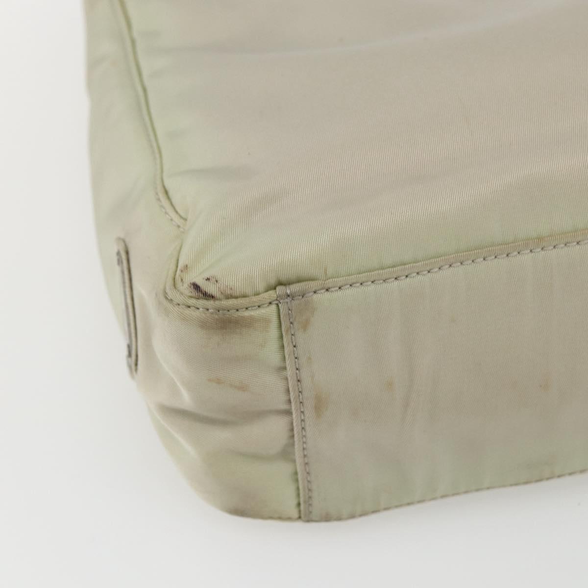 PRADA Tote Bag Nylon Ivory Silver Auth 170631