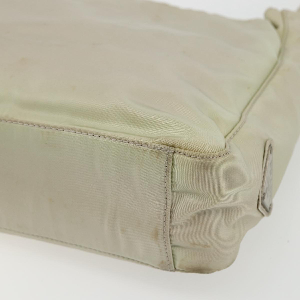 PRADA Tote Bag Nylon Ivory Silver Auth 170631