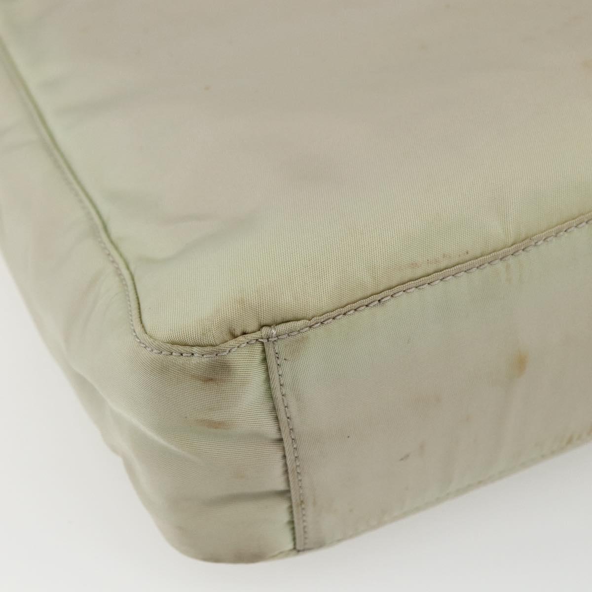 PRADA Tote Bag Nylon Ivory Silver Auth 170631