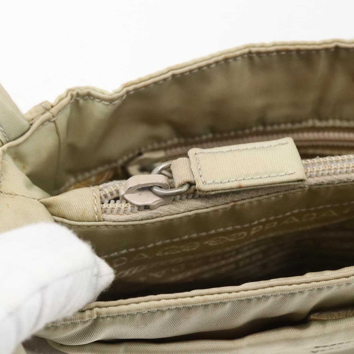 PRADA Tote Bag Nylon Ivory Silver Auth 170631