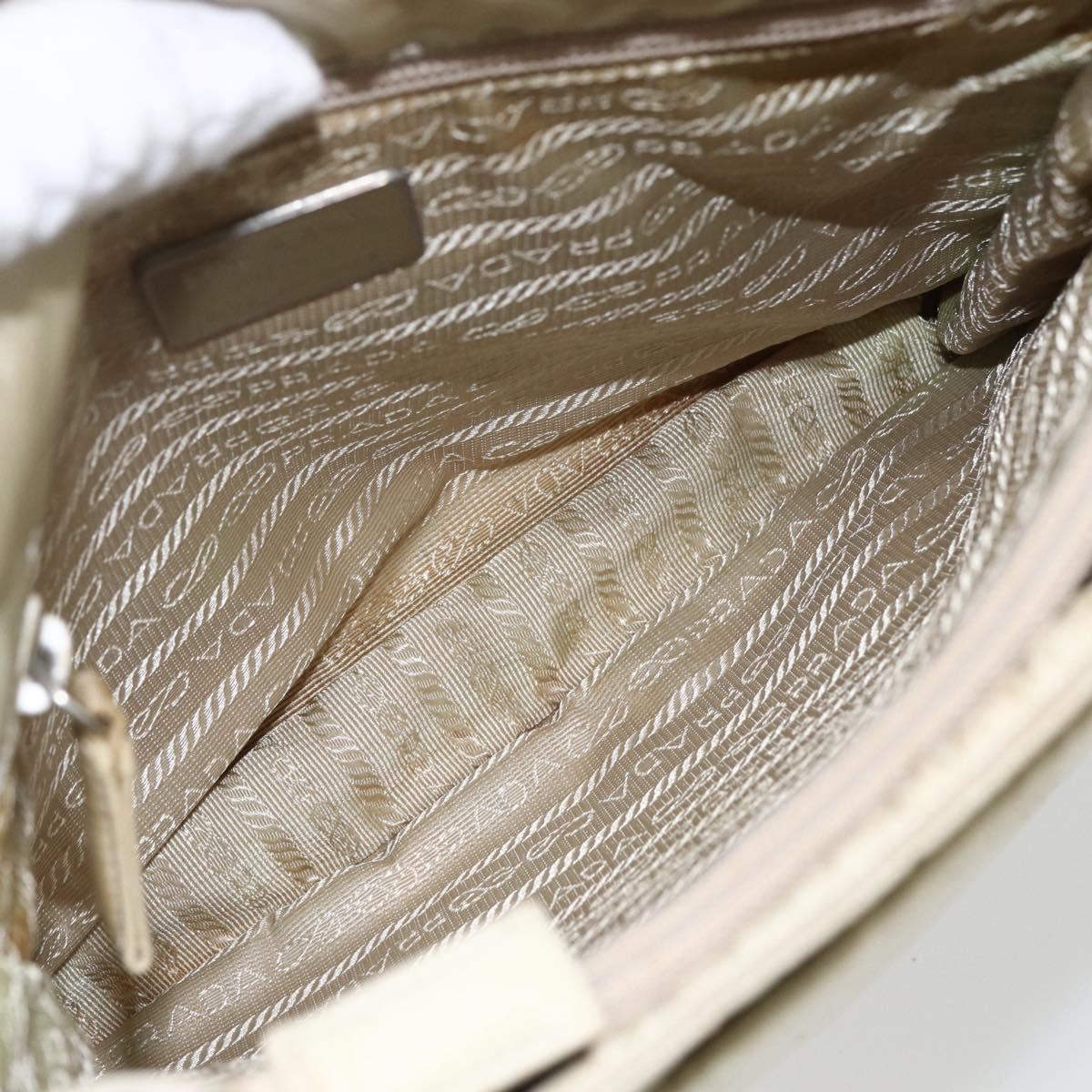 PRADA Tote Bag Nylon Ivory Silver Auth 170631