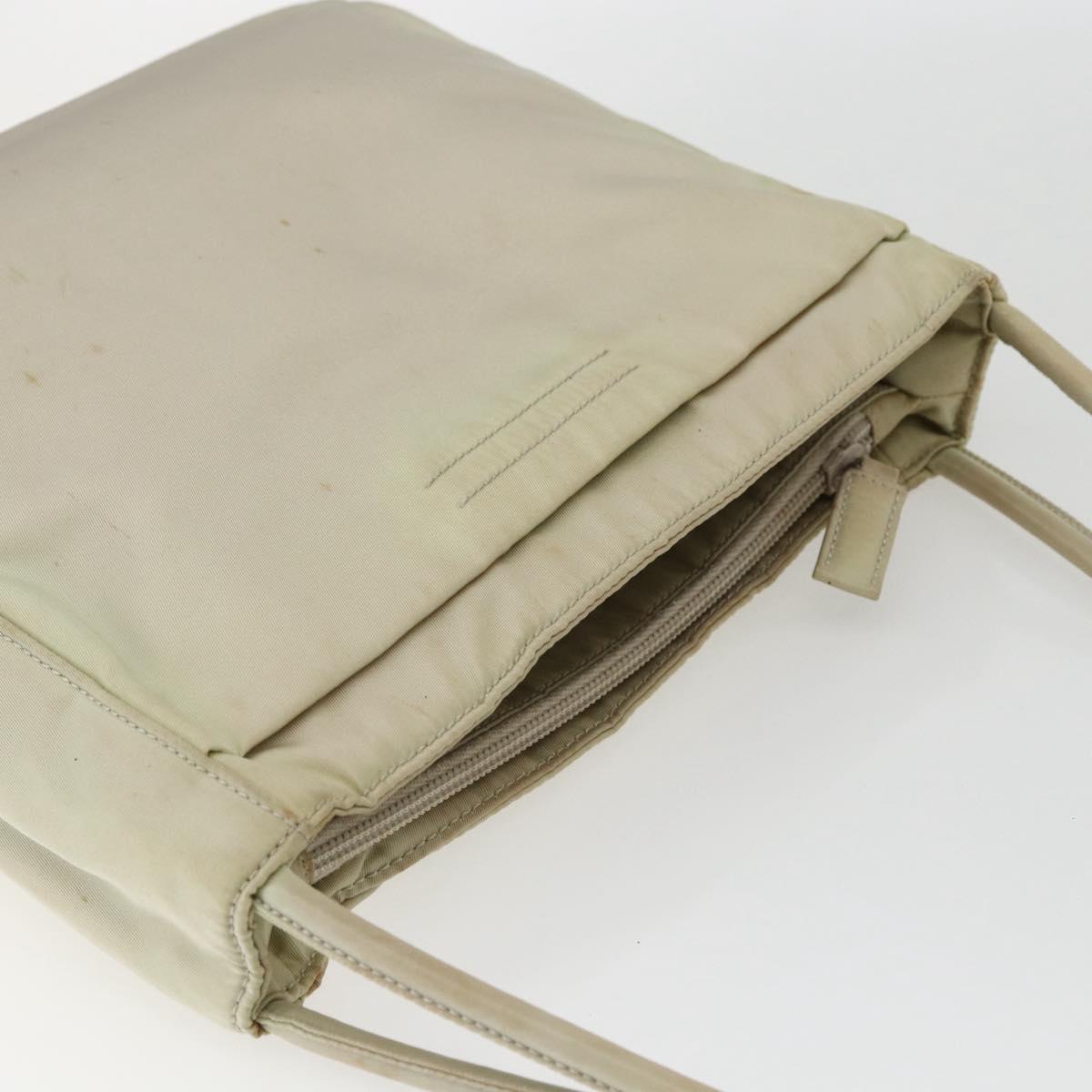 PRADA Tote Bag Nylon Ivory Silver Auth 170631