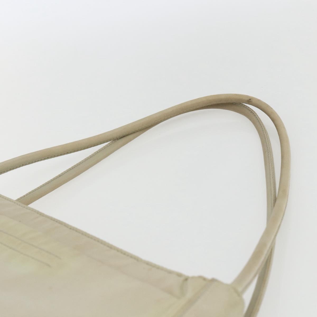 PRADA Tote Bag Nylon Ivory Silver Auth 170631