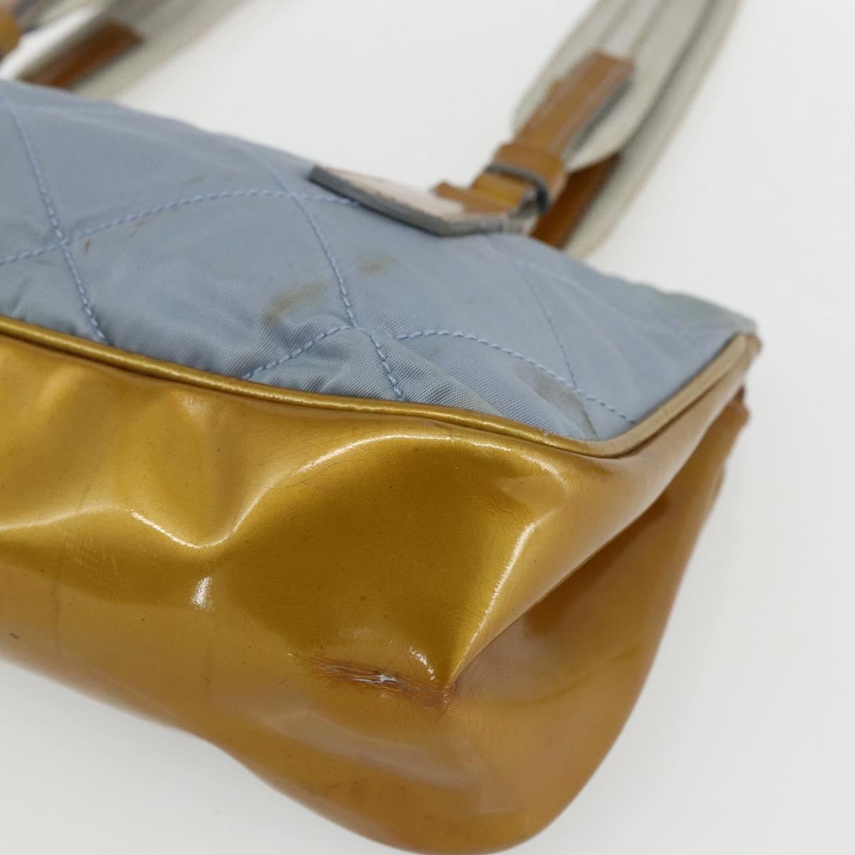 PRADA Tote Bag Nylon Light Blue Silver Auth 170632