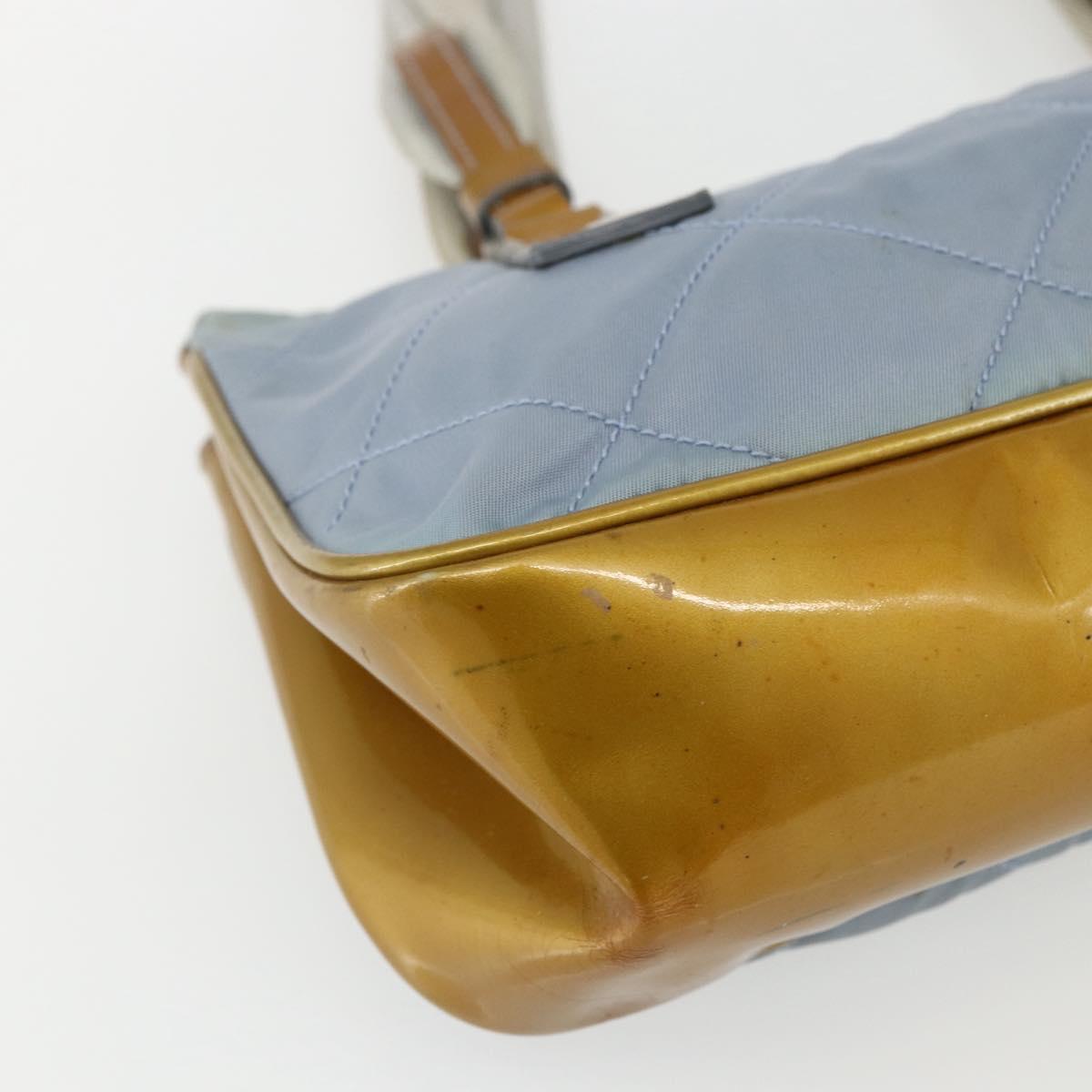 PRADA Tote Bag Nylon Light Blue Silver Auth 170632
