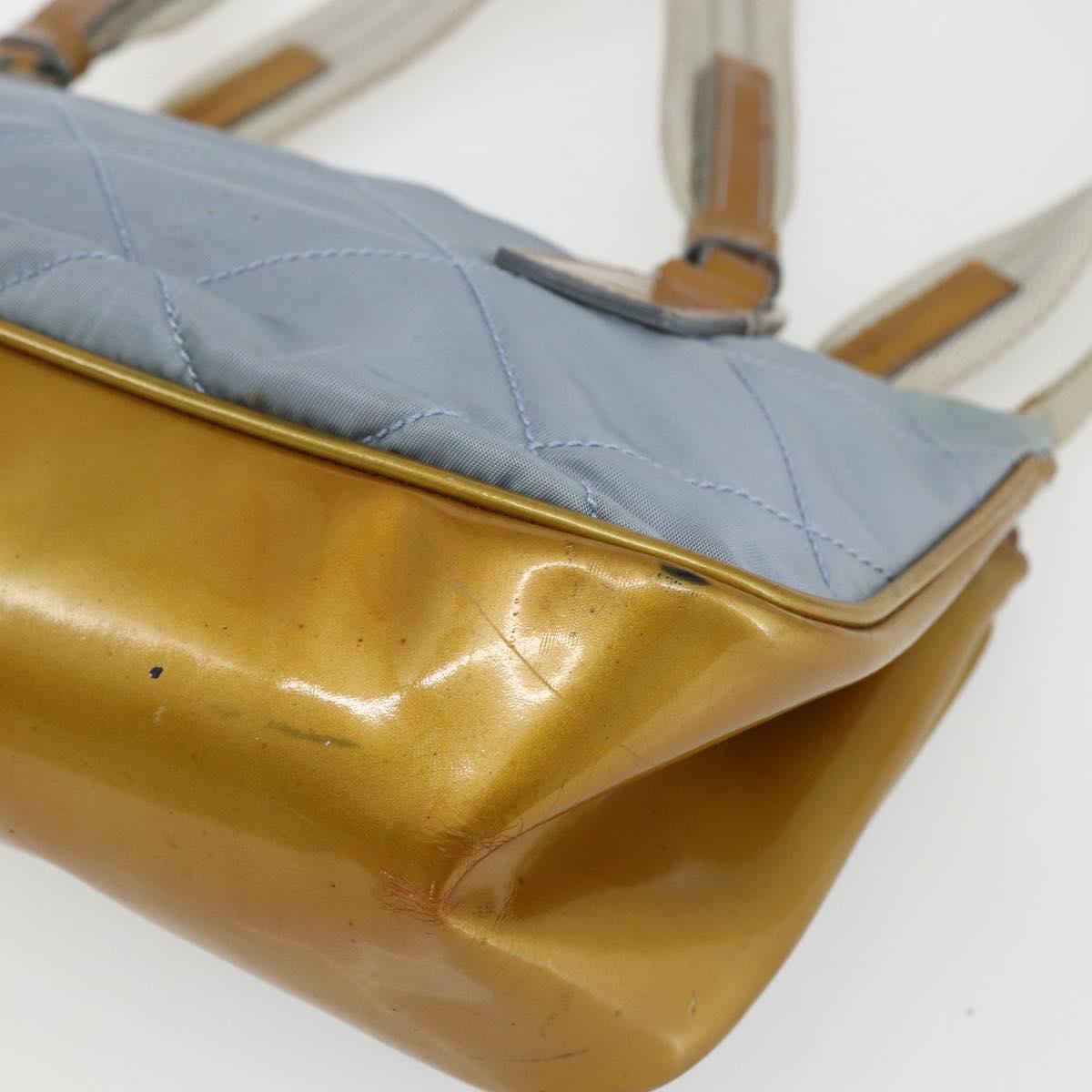 PRADA Tote Bag Nylon Light Blue Silver Auth 170632