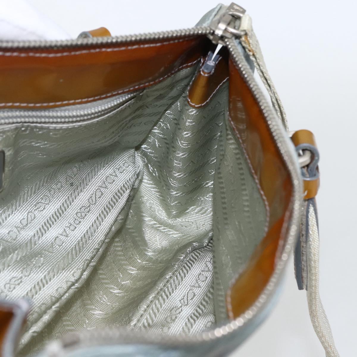 PRADA Tote Bag Nylon Light Blue Silver Auth 170632