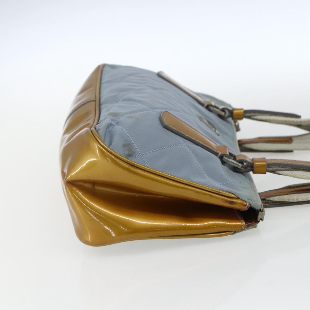 PRADA Tote Bag Nylon Light Blue Silver Auth 170632