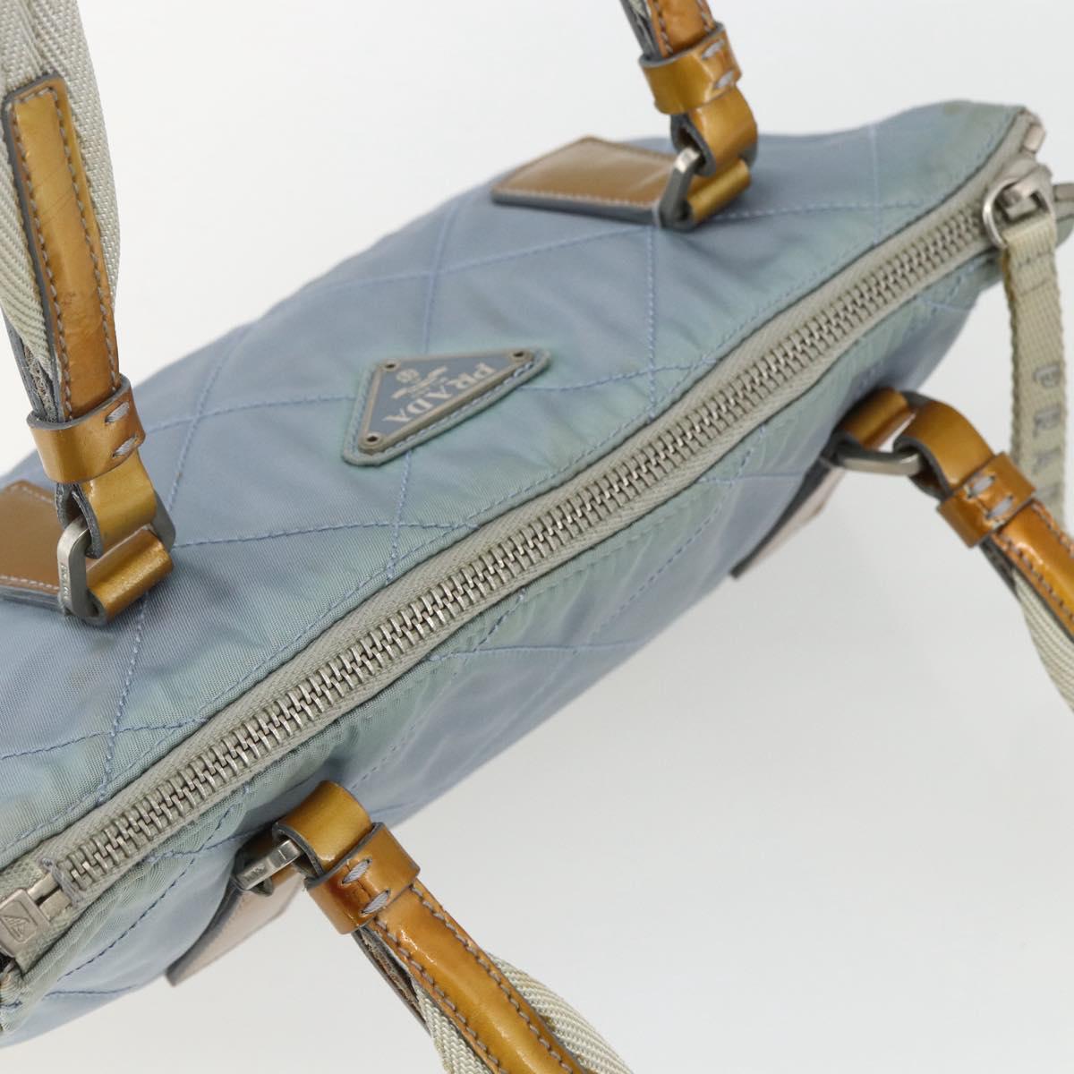 PRADA Tote Bag Nylon Light Blue Silver Auth 170632