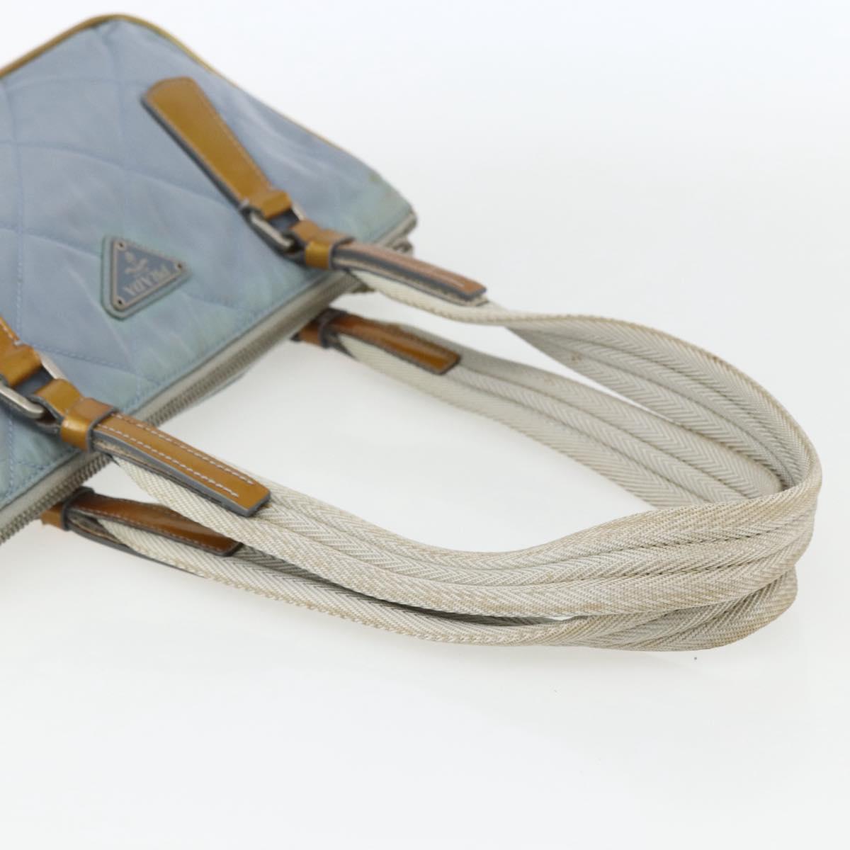 PRADA Tote Bag Nylon Light Blue Silver Auth 170632