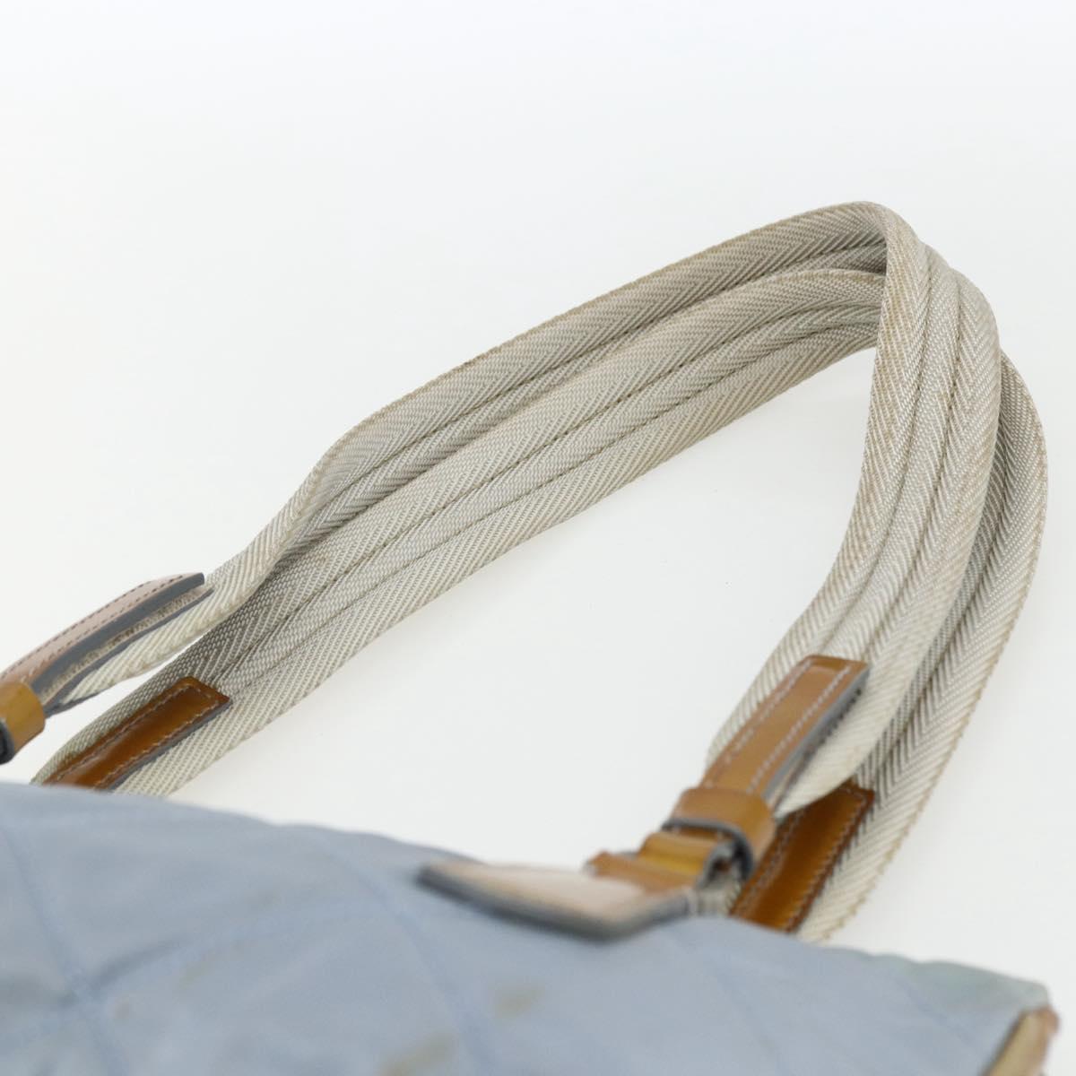 PRADA Tote Bag Nylon Light Blue Silver Auth 170632