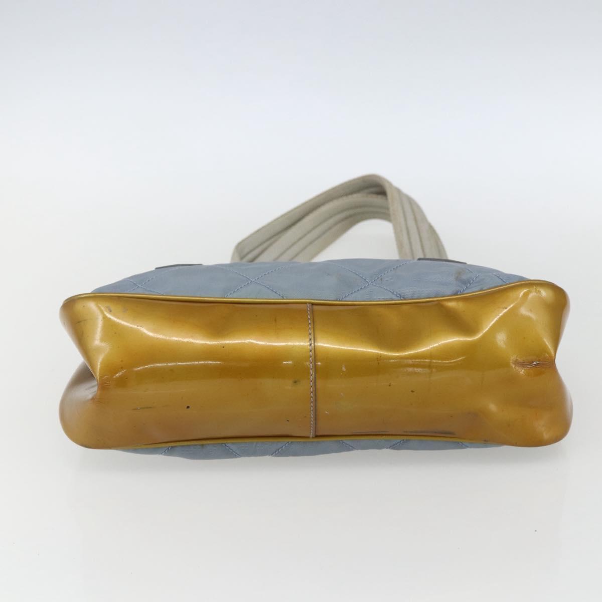 PRADA Tote Bag Nylon Light Blue Silver Auth 170632