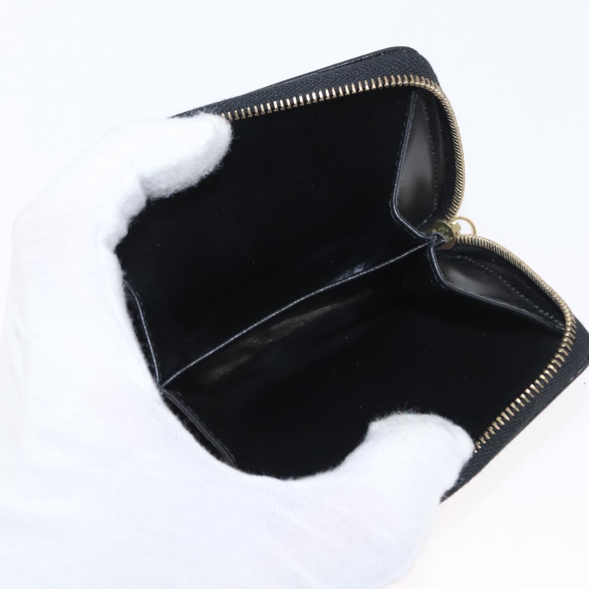 CELINE Macadam Canvas Coin Purse PVC Leather Black Gold Auth 170637V