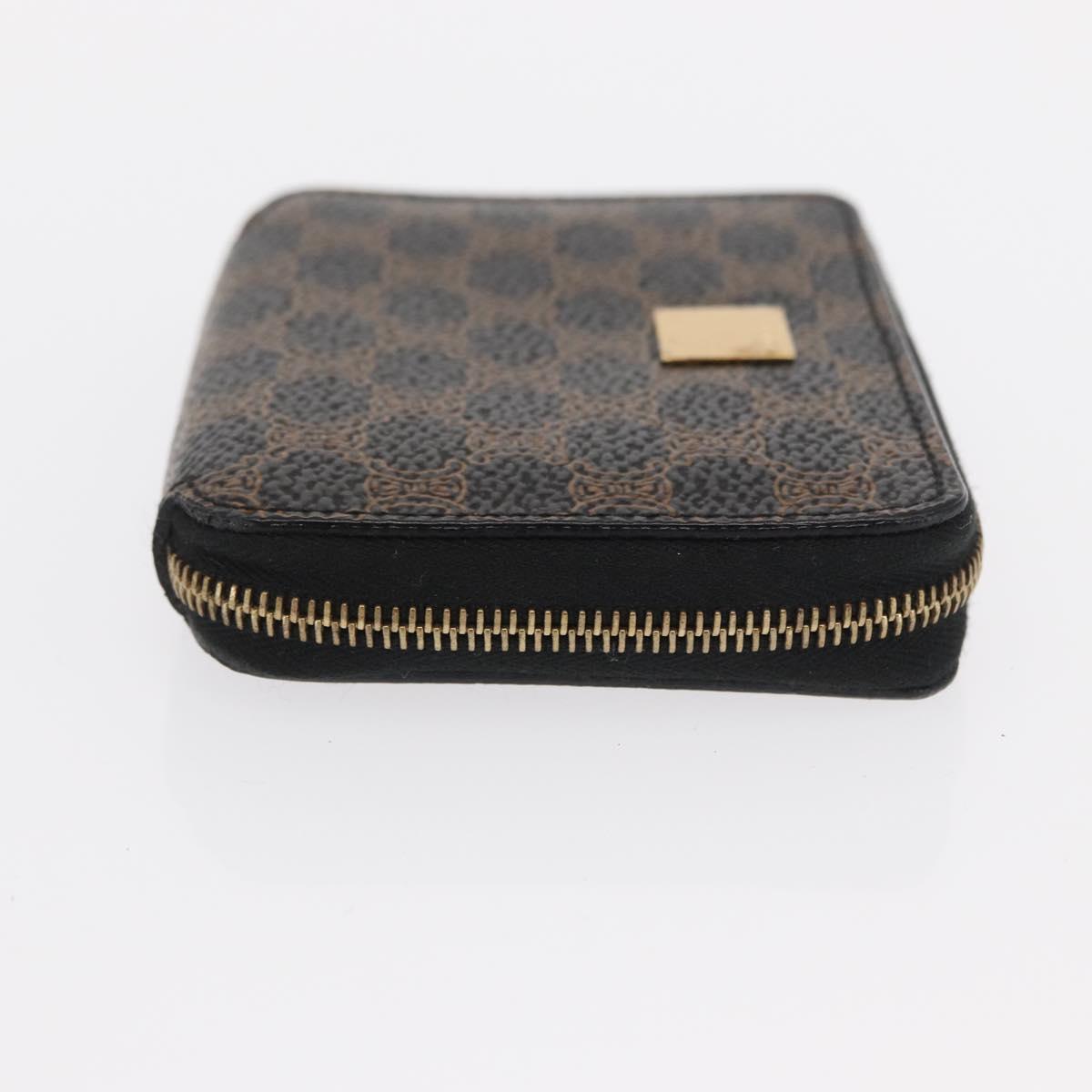 CELINE Macadam Canvas Coin Purse PVC Leather Black Gold Auth 170637V