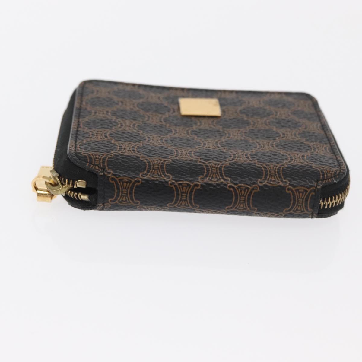 CELINE Macadam Canvas Coin Purse PVC Leather Black Gold Auth 170637V