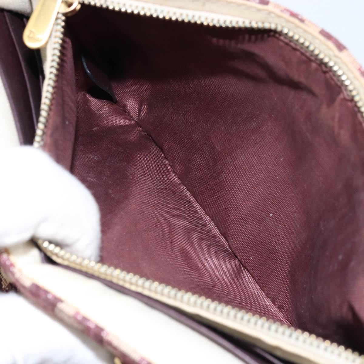 Christian Dior Trotter Canvas Saddle Chain Shoulder Bag Red Gold Auth 170648