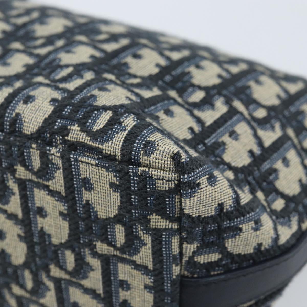 Christian Dior Trotter Canvas Chain Hobo Shoulder Bag Navy Gold Auth 170651SM