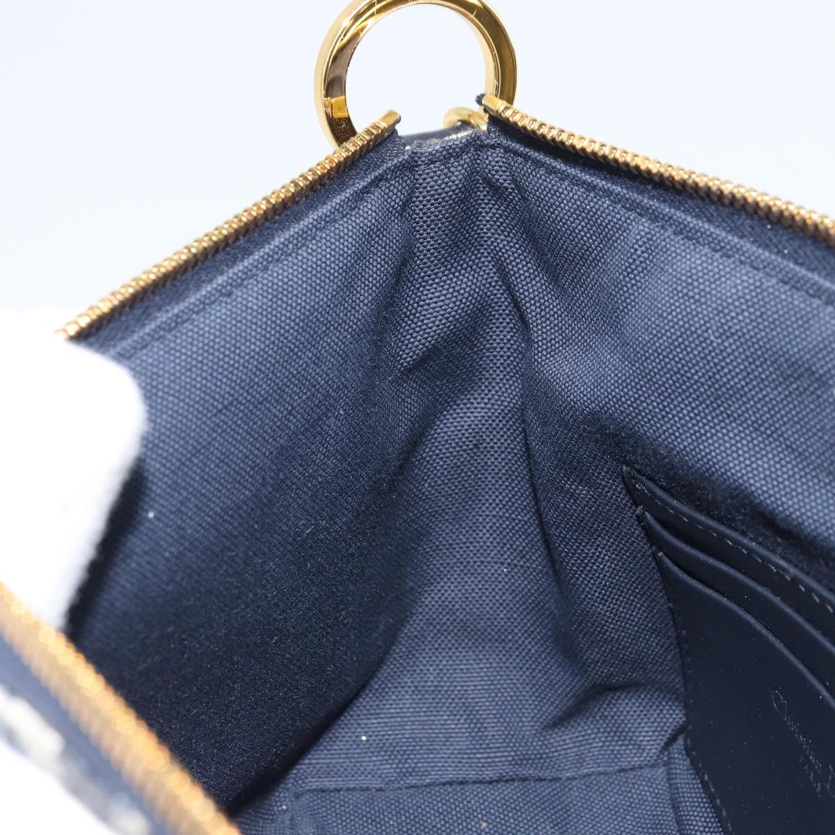 Christian Dior Trotter Canvas Chain Hobo Shoulder Bag Navy Gold Auth 170651SM