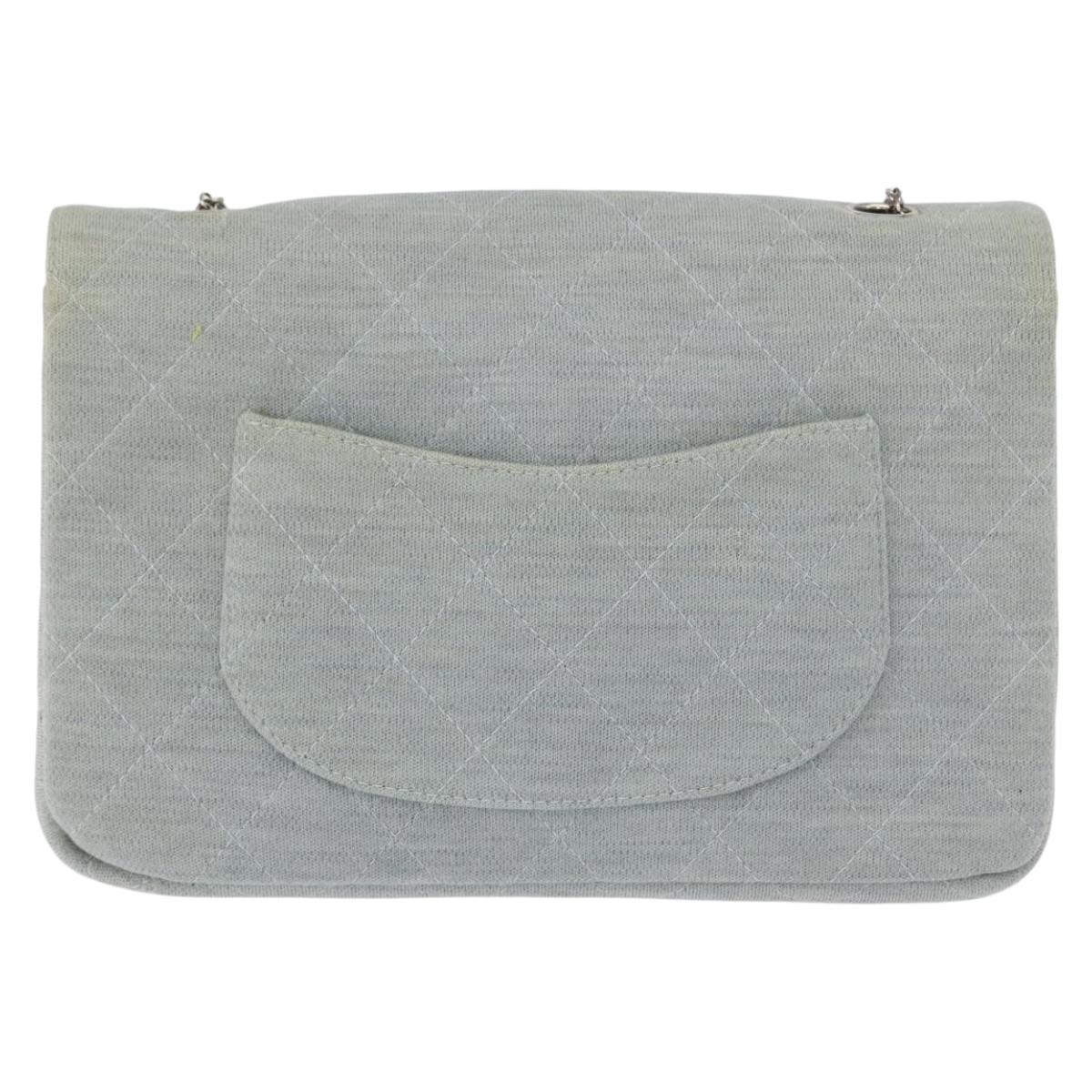 CHANEL Matelasse 26 Chain Shoulder Bag Jersey Gray Silver CC Auth 170659A