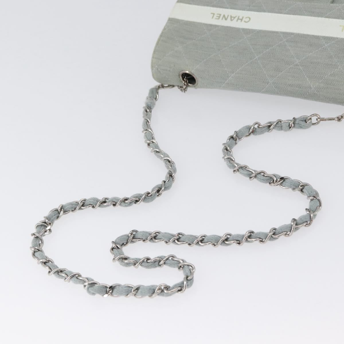 CHANEL Matelasse 26 Chain Shoulder Bag Jersey Gray Silver CC Auth 170659A