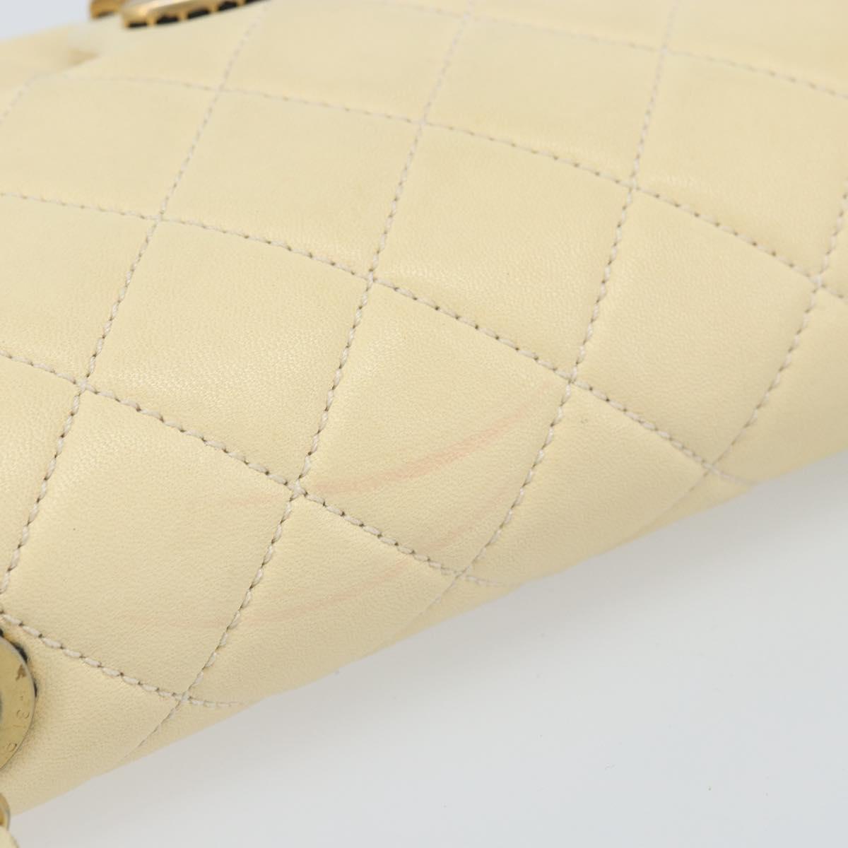 CHANEL Matelasse 22 Chain Shoulder Bag Lamb Skin Ivory Gold CC Auth 170660SAV