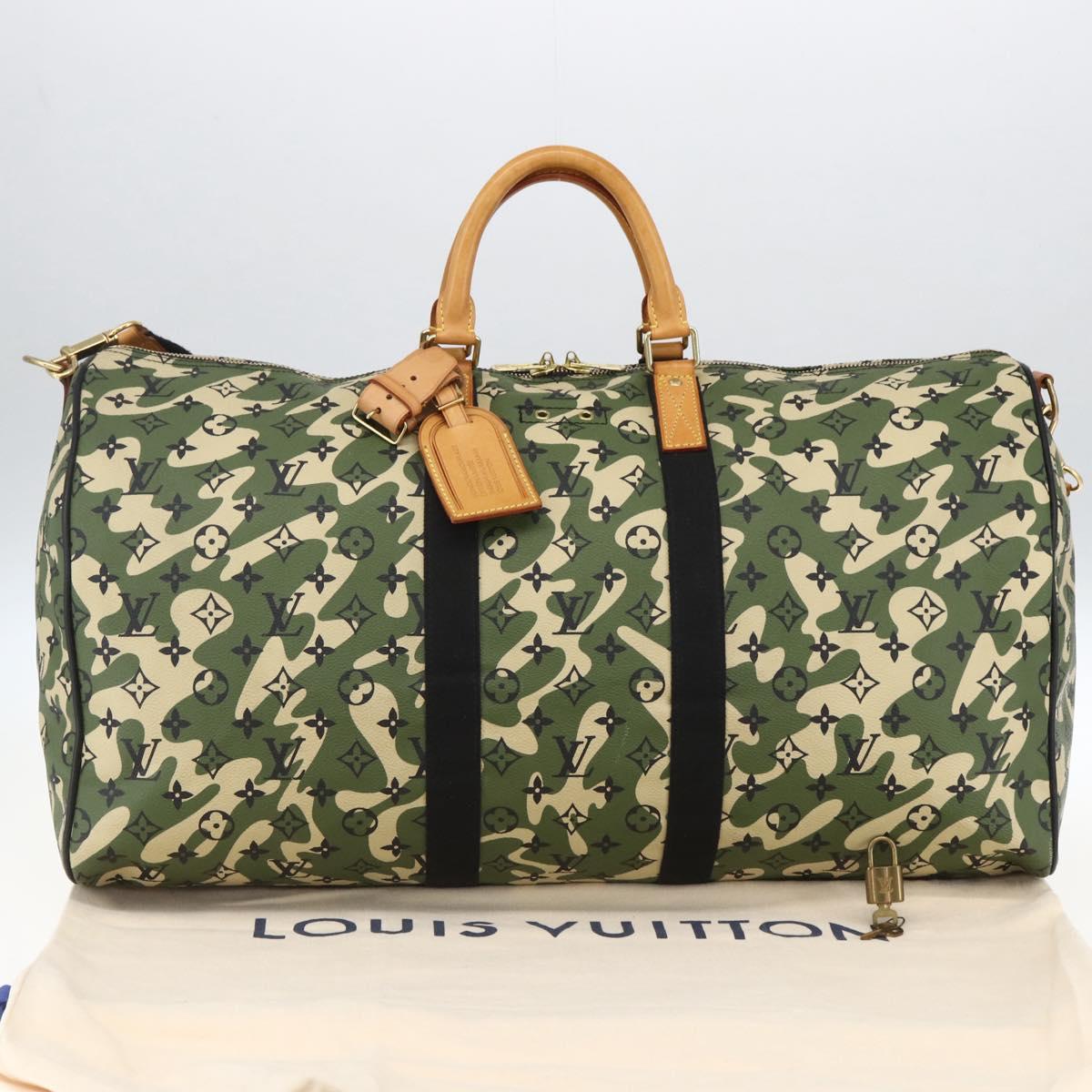 LOUIS VUITTON Camouflage Keepall Bandouliere 55 Bag M95774 LV Auth 170663SM