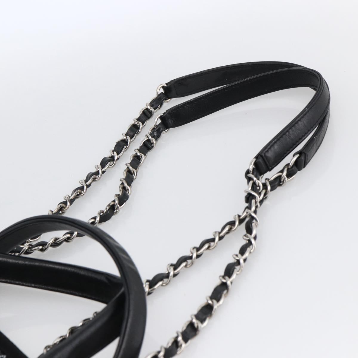 CHANEL Chain Matelasse Shoulder Bag Coated Canvas Black Silver CC Auth 170665A