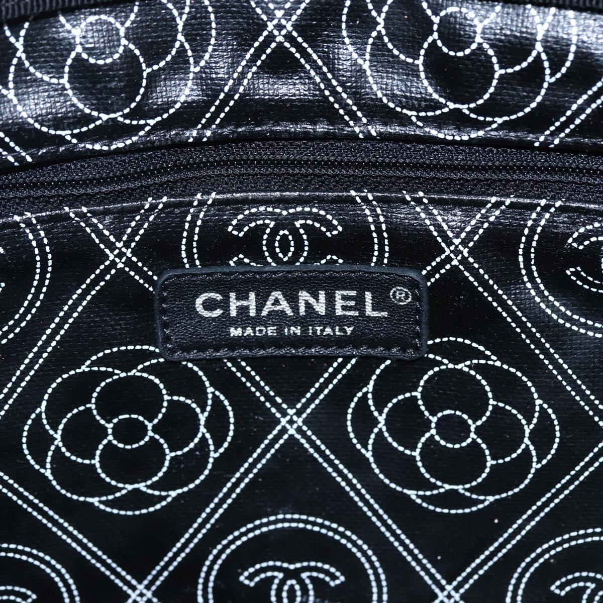 CHANEL Chain Matelasse Shoulder Bag Coated Canvas Black Silver CC Auth 170665A