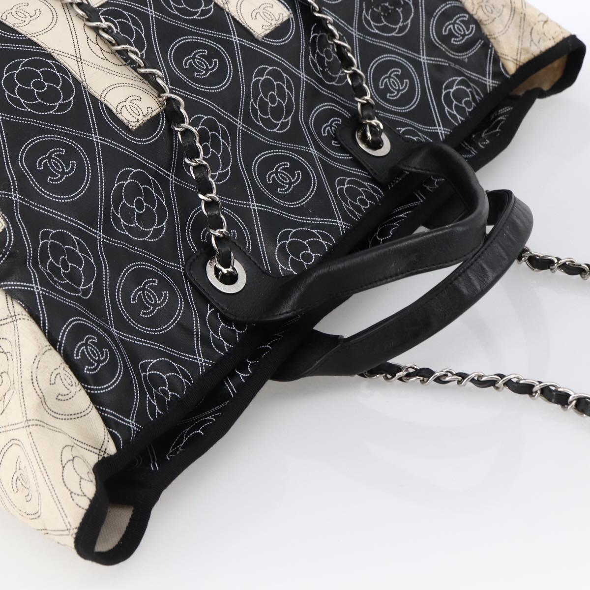 CHANEL Chain Matelasse Shoulder Bag Coated Canvas Black Silver CC Auth 170665A