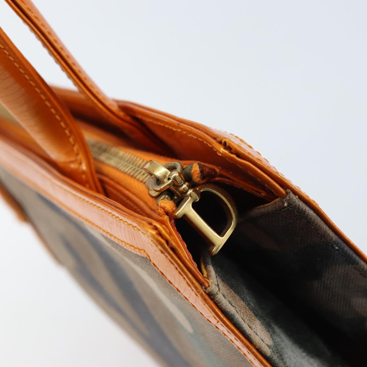 Christian Dior Hand Bag Canvas Green Gold Auth 170666V