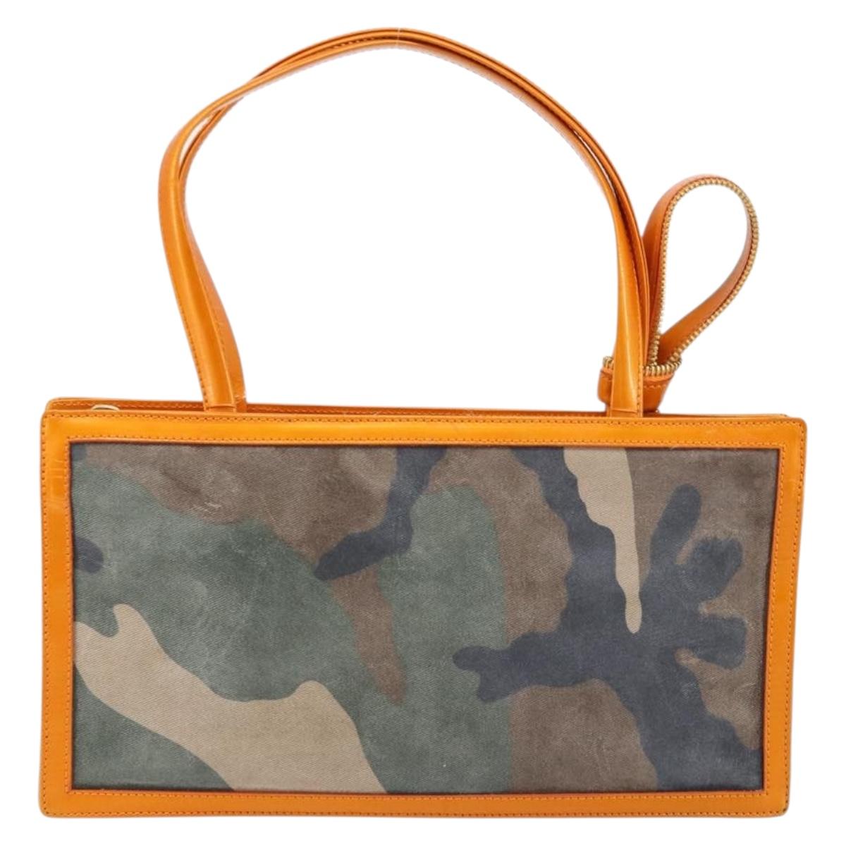 Christian Dior Hand Bag Canvas Green Gold Auth 170666V