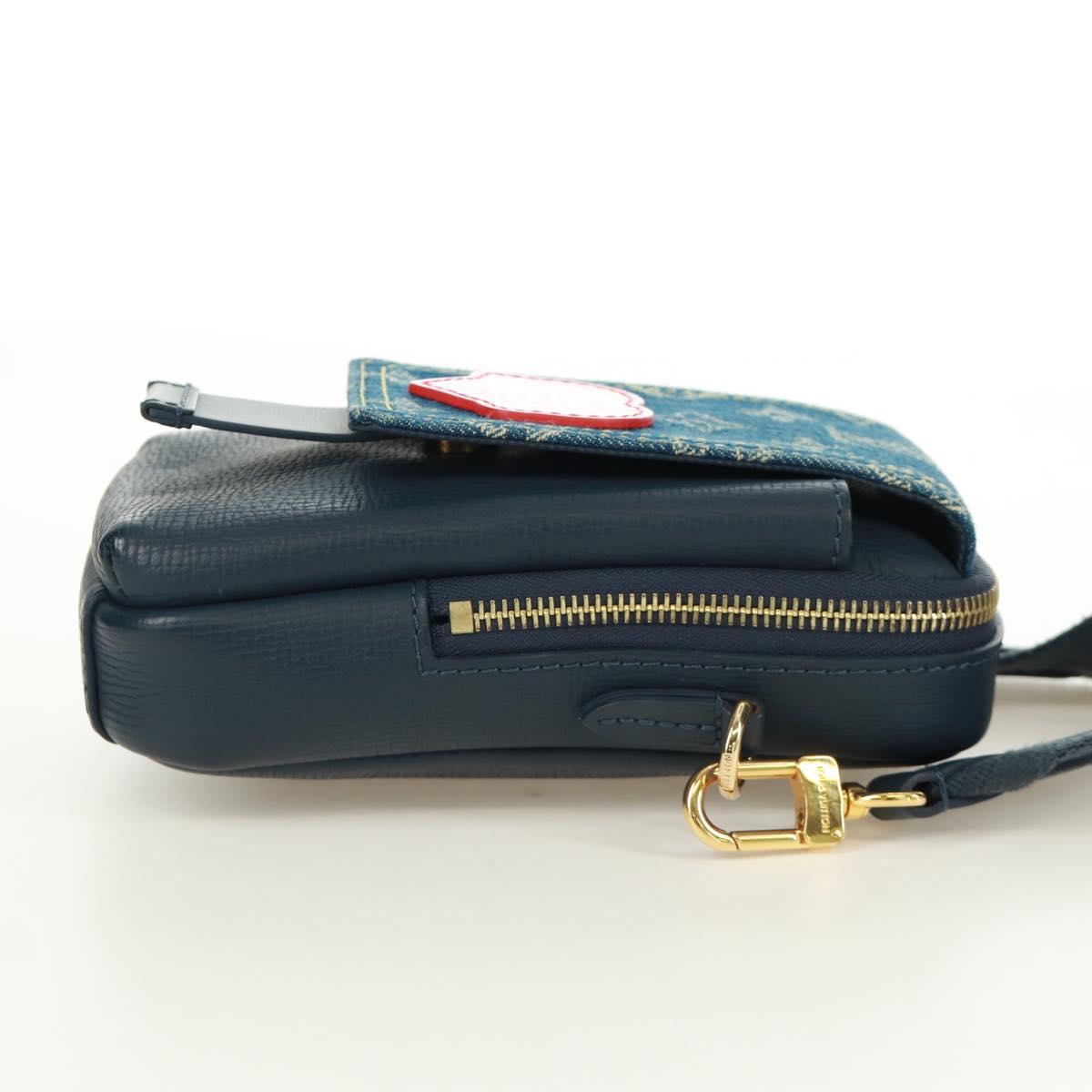 LOUIS VUITTON Monogram Denim LV MADE Double Phone Pouch M81060 LV Auth 170667SM