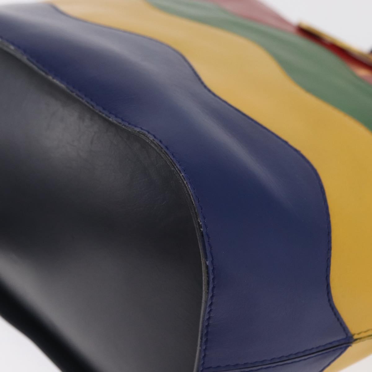 CELINE Circle Shoulder Bag Leather Multicolor Gold Auth 170678