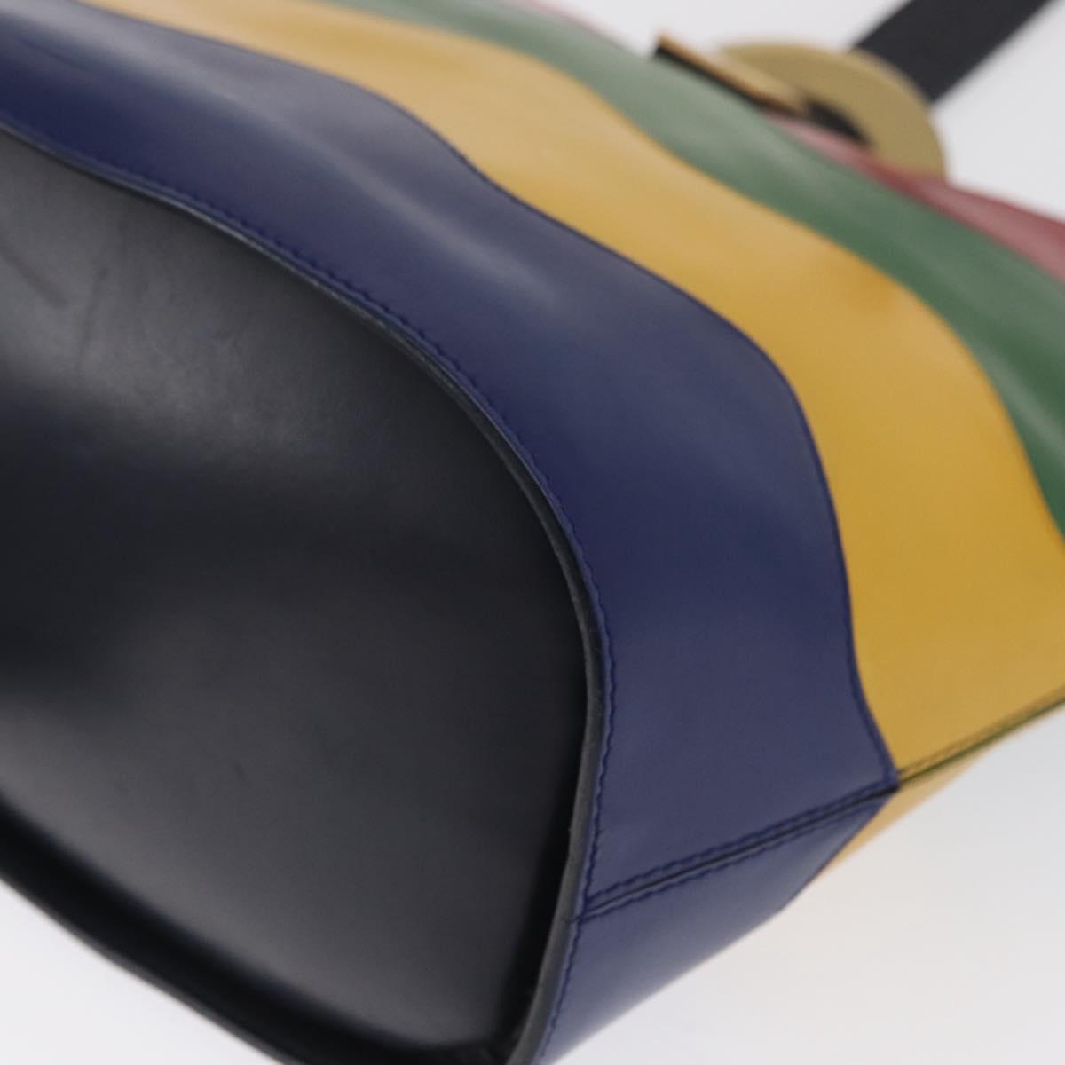 CELINE Circle Shoulder Bag Leather Multicolor Gold Auth 170678